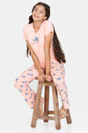 Zivame Girls Chasing Tails Knit Cotton Pyjama Set - Seashell Pink — thumbnail 4